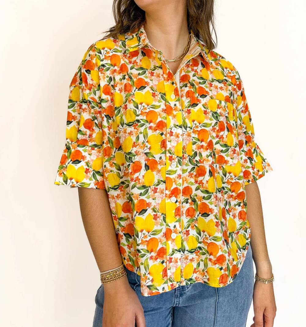 NEW TRU LUXE kaylee button down top in multi